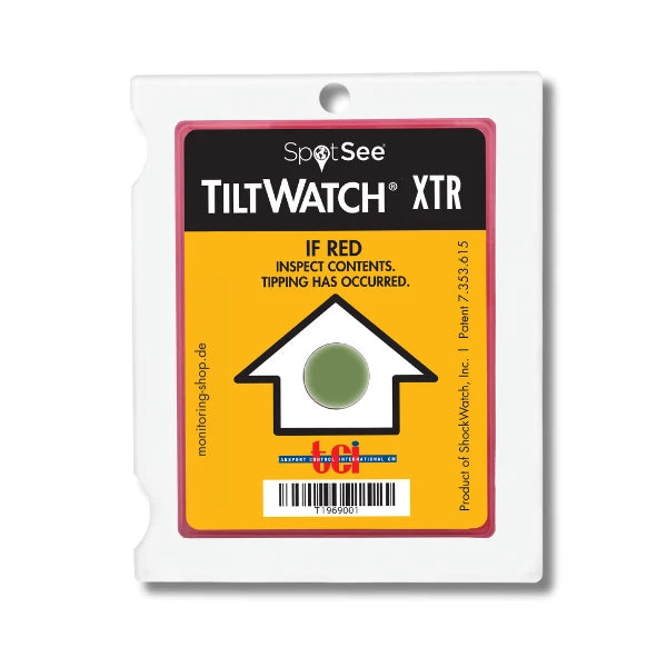 TiltWatch XTR – mechanischer Neigungs-/Kippindikator für aufrechten Transport