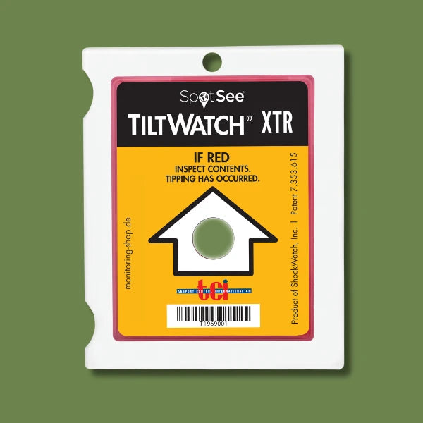 TiltWatch XTR – mechanischer Neigungs-/Kippindikator für aufrechten Transport
